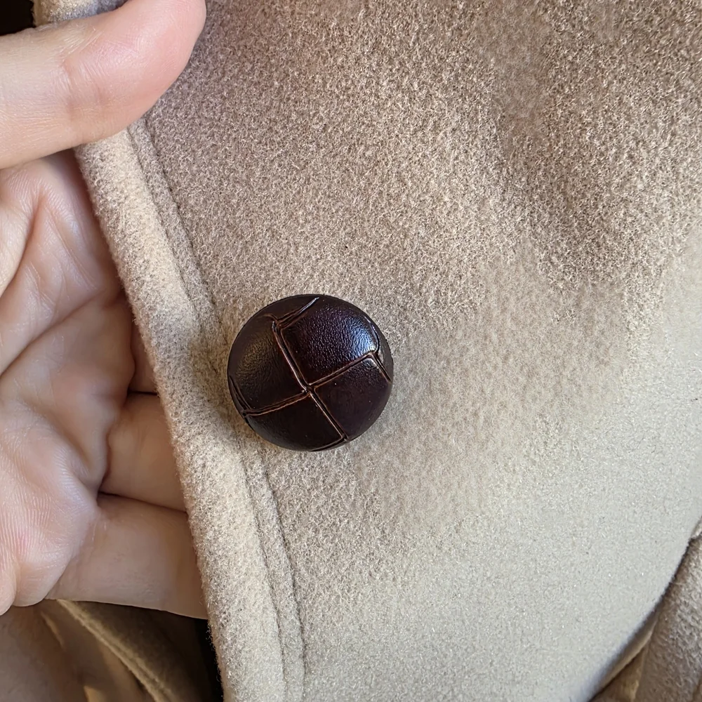 DKNYC Vintage Camel Wool Coat Belted Pockets Old Money Quiet Luxury Minimalist 6 - Picture 7 of 9